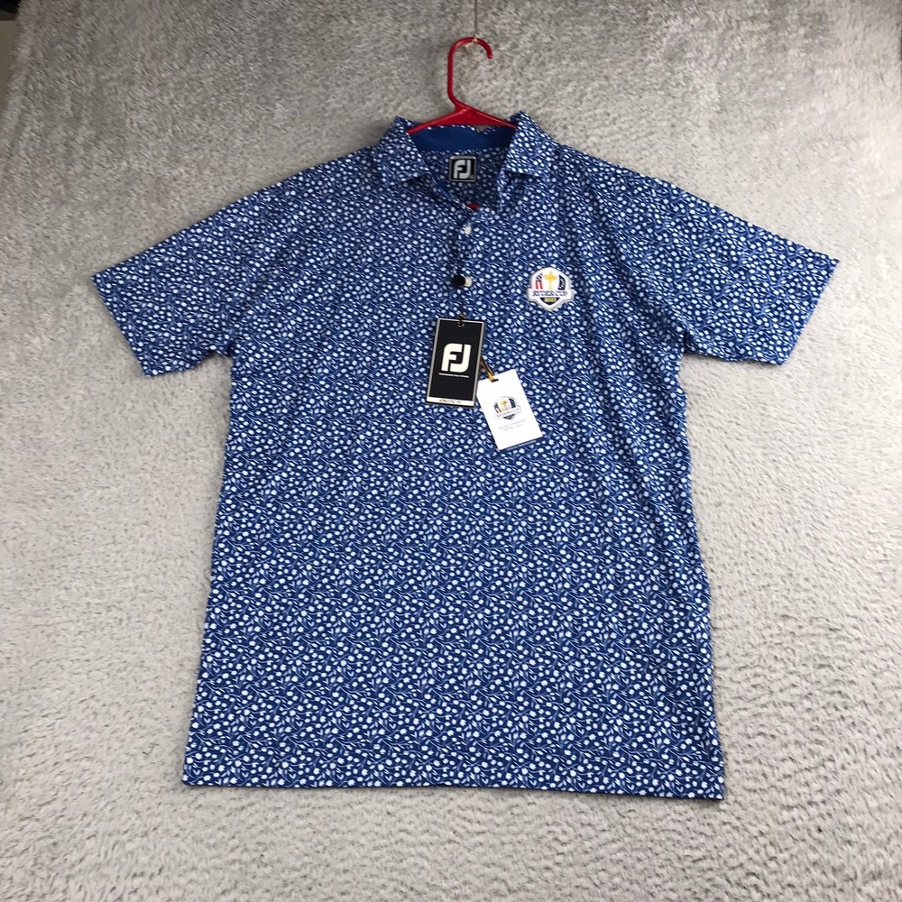 FootJoy Ryder Cup 2023 Polo Shirt Mens M Blue Floral Athletic Fit Golf NEW NWT